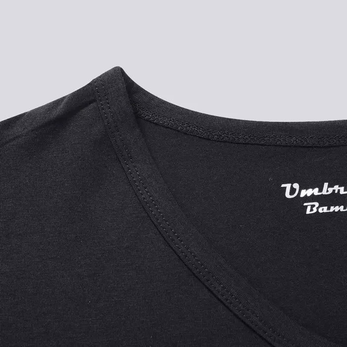 Hals Rib på Sort V-Hals Bambus T-Shirt